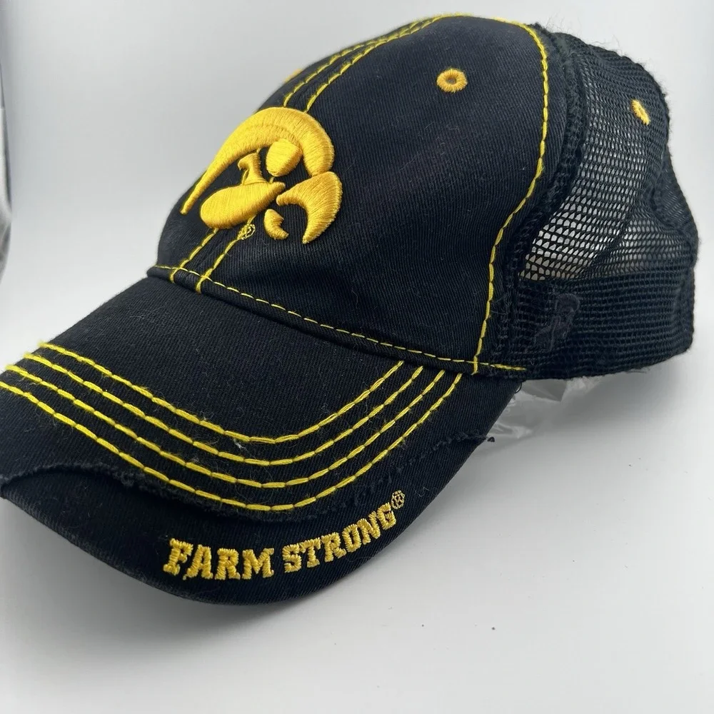 Iowa Hawkeyes Farm Strong Richardson Trucker Hat Black Yellow Mesh Adjustable